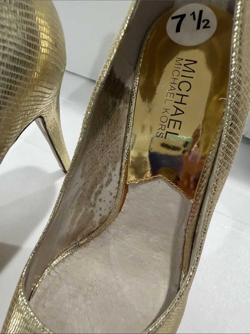 Michael Kors York Evening Platform Open Toe Pumps Heels Gold Glitter